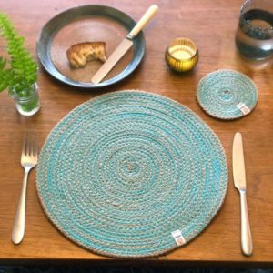 Tischset Spirale aus Jute natural/turquoise von ReSpiin