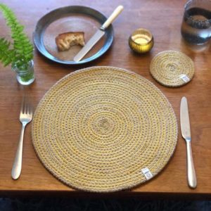 Tischset Spirale aus Jute natural/yellow von ReSpiin