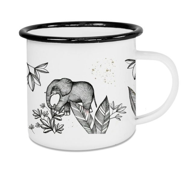 Emaille - Tasse Elefanten - 500 ml