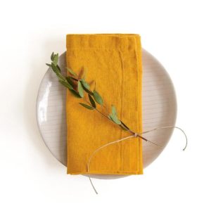 Servietten aus 100 % Leinen mustard 2er Set von Linen Tales