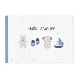 Babybuch Hallo Wunder puderblau von Ava & Yves