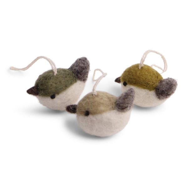 Anhänger Vögel aus Filz grün 3er Set von Én Gry & Sif