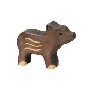 Holzfigur kleines Wildschwein Frischling von Holztiger
