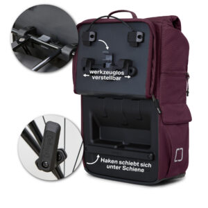 Fahrradtasche Flip V3 - aubergine rot 14 Fahrradtasche Flip V3 - aubergine rot 4