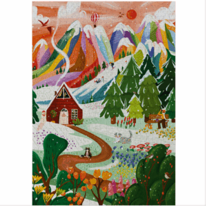 Farbenfrohes Holzpuzzle ‚Bunte Bergwelt‘ von Willa Wunst im ökolaedchen.