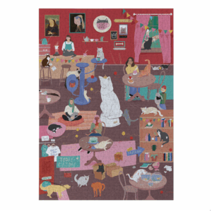Katzencafé Puzzle von Willa Wunst – liebevoll illustriertes 1000-Teile-Puzzle im ökolaedchen, hochwertig und nachhaltig produziert